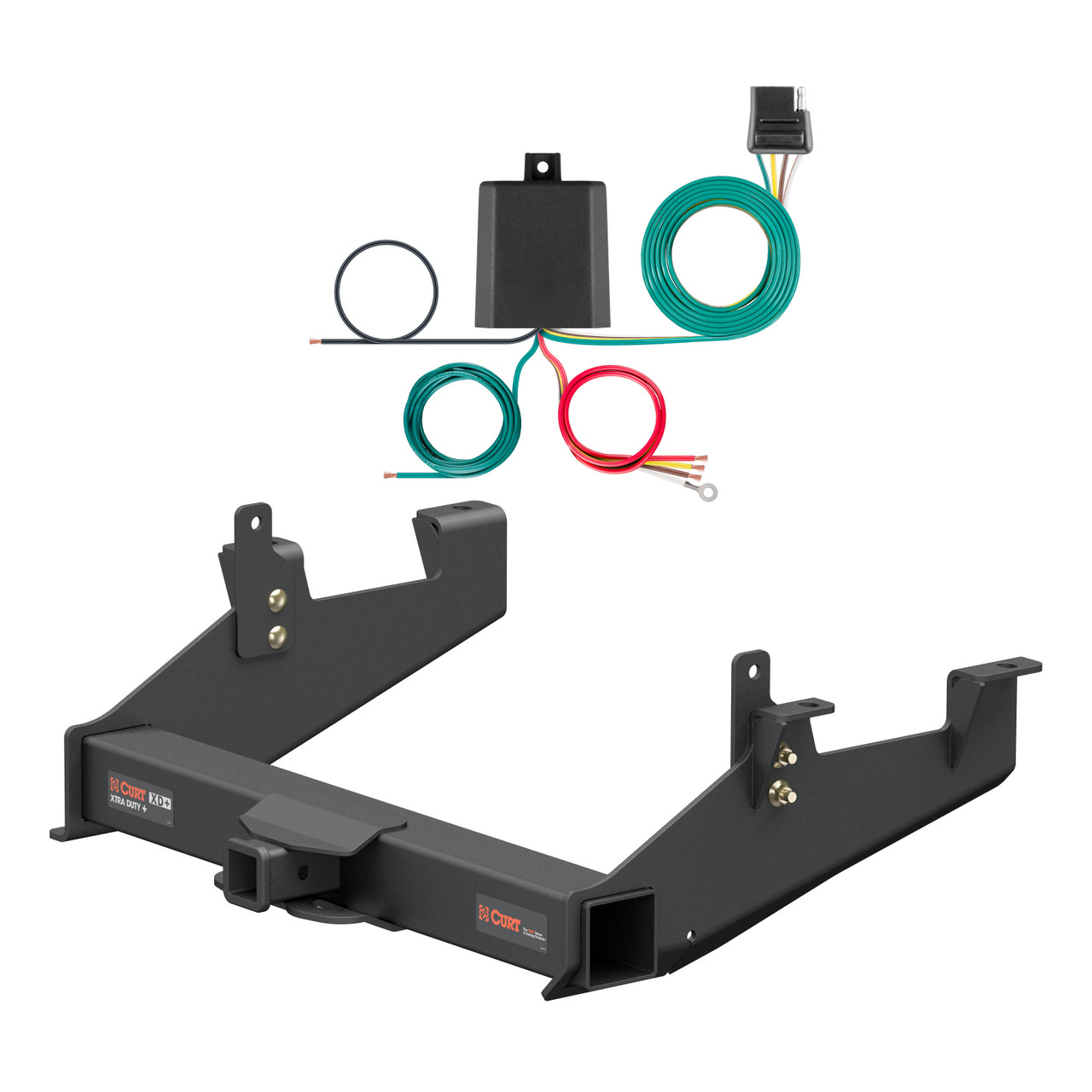 20 - 24 GMC Sierra 2500 HD 6' bed, excluding factory receiver, Tommy Gate lift or cab & chassis Curt 2-1/2", Class 5 Trailer Tow Hitch + 4-flat Wiring Kit 15010