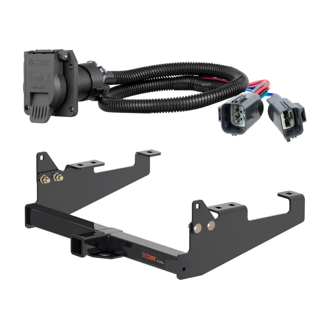 2020 - 2026 Ford F-350 Super Duty Cab & chassis with 34" frame width (O.D.) Curt 2", Class 4 Trailer Tow Hitch + 7-way Wiring Kit 14018