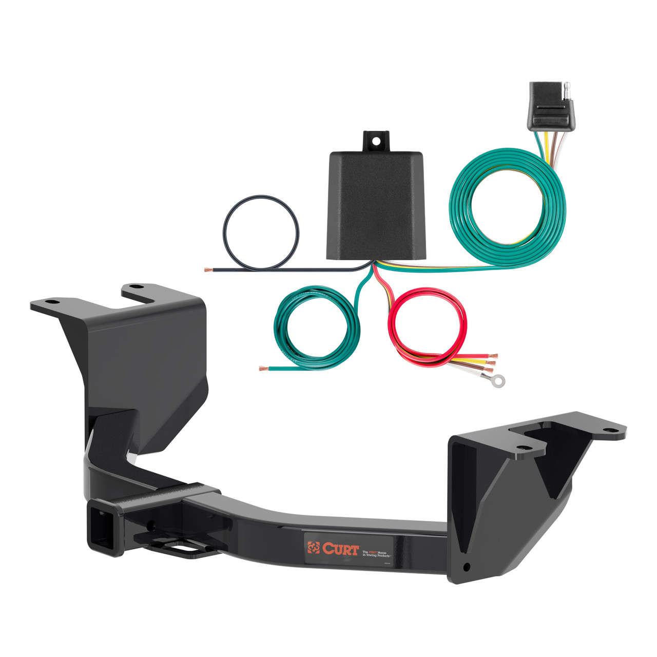 19 - 24 GMC Sierra 1500 Excluding factory receiver Curt 2", Class 3 Trailer Tow Hitch + 4-flat Wiring Kit 13393