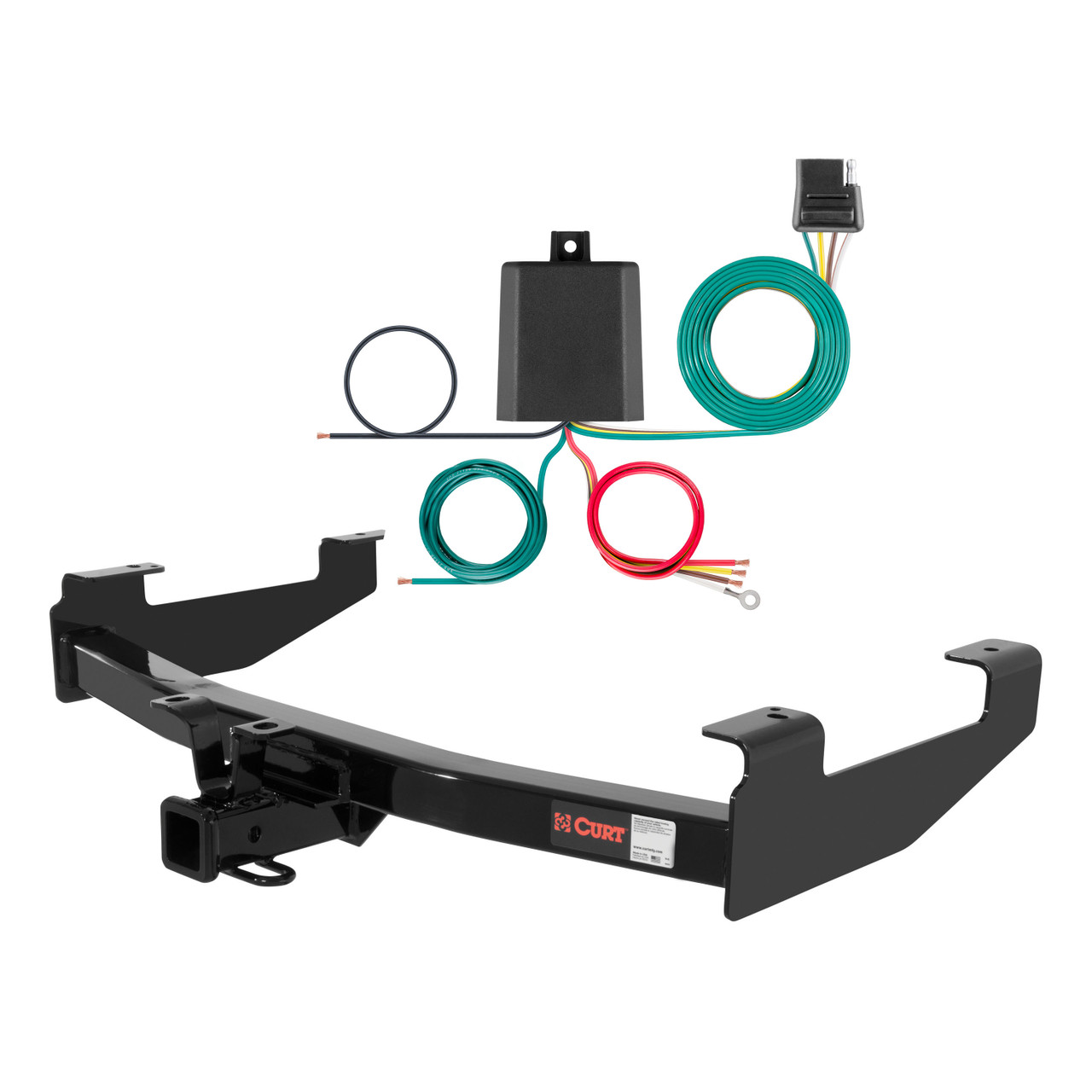 01 - 10 GMC Sierra 2500 HD 8' bed, excluding factory receiver, Tommy Gate lift or cab & chassis Curt 2", Class 3 Trailer Tow Hitch + 4-flat Wiring Kit 13210