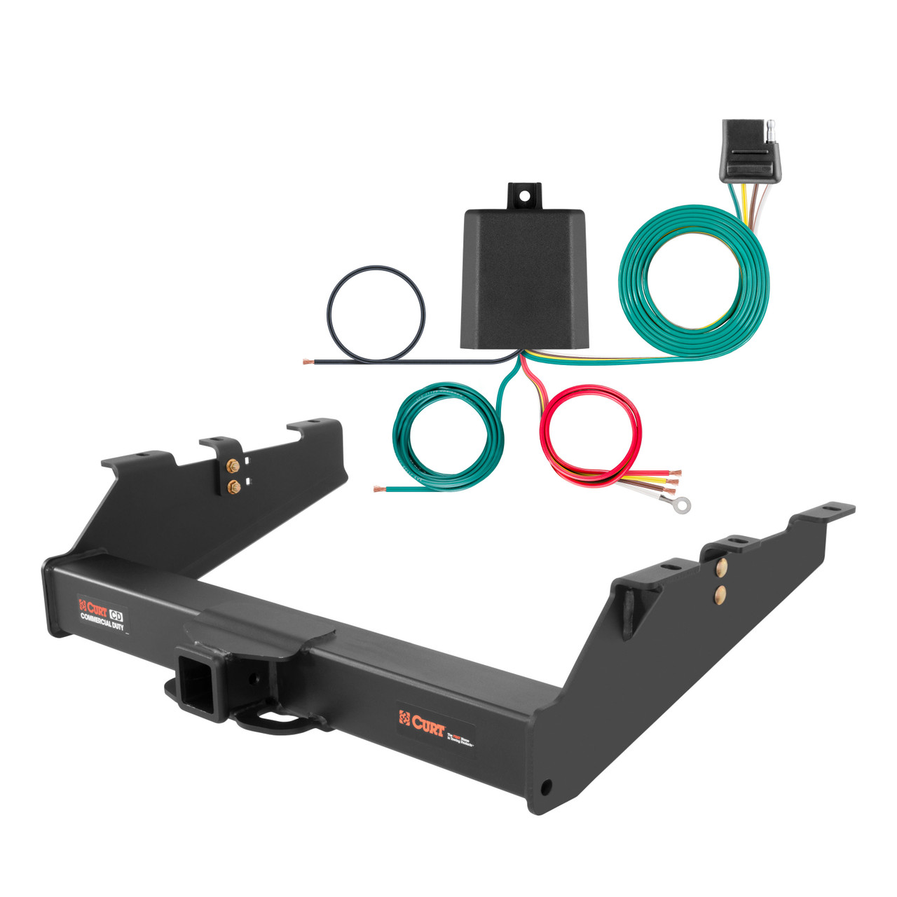01 - 10 GMC Sierra 2500 HD 8' bed, excluding factory receiver, Tommy Gate lift or cab & chassis Curt 2=1/2", Class 5 Trailer Tow Hitch + 4-flat Wiring Kit 15703