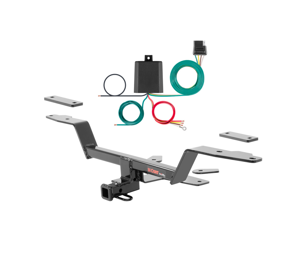 17 - 20 Audi A4 Sedan, excluding S Line Curt 1-1/4", Class 1 Trailer Tow Hitch + 4-flat Wiring Kit 11448