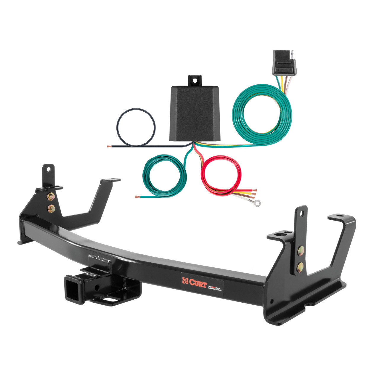 15 - 19 GMC Sierra 3500 HD 6' bed, excluding factory receiver, Tommy Gate lift or cab & chassis Curt 2", Class 4 Trailer Tow Hitch + 4-flat Wiring Kit 14009