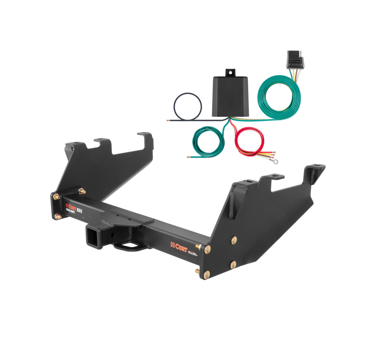 85 - 87 GMC K2500 With 10" step bumper Curt 2", Class 5 Trailer Tow Hitch + 4-flat Wiring Kit 15317