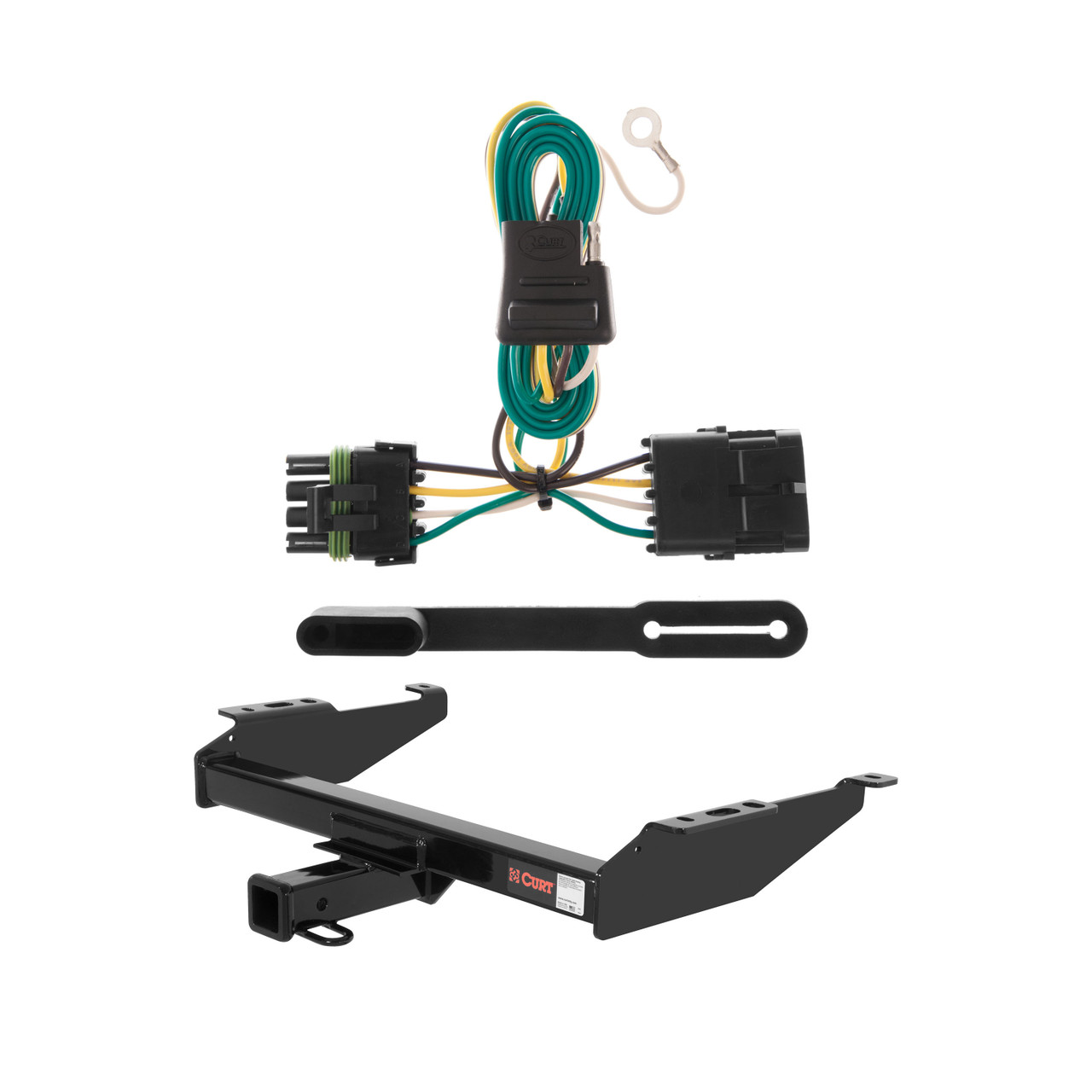 88 - 00 Chevrolet K3500 Excluding with dual exhaust, 10" step bumper or cab & chassis Curt 2", Class 4 Trailer Tow Hitch + 4-flat Wiring Kit 14081