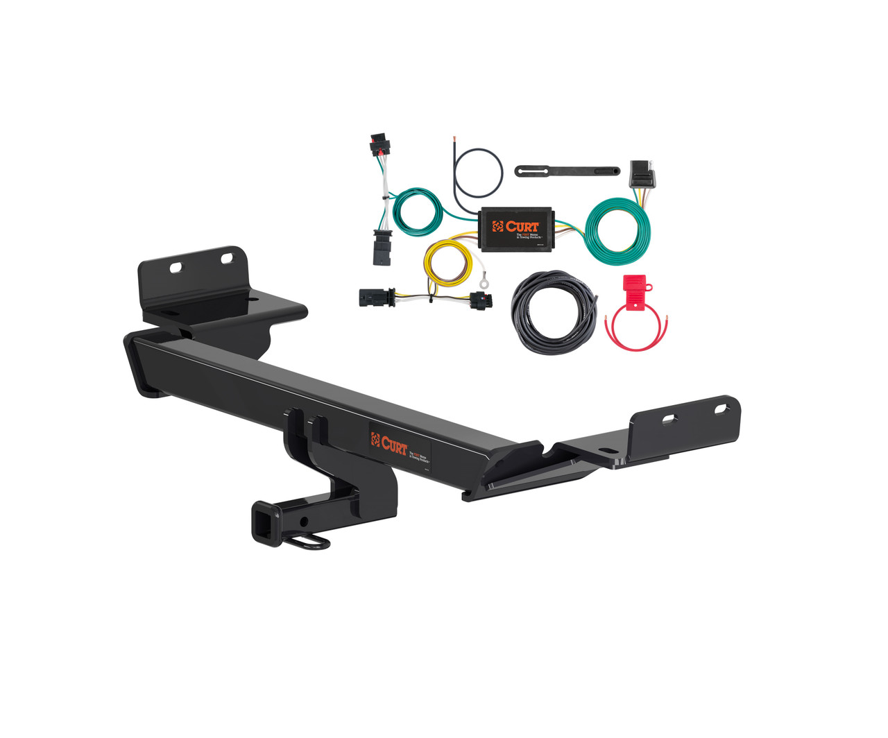 2017 Jeep Compass Built in Mexico Curt 1-1/4", Class 2 Trailer Tow Hitch + 4-flat Wiring Kit 12174