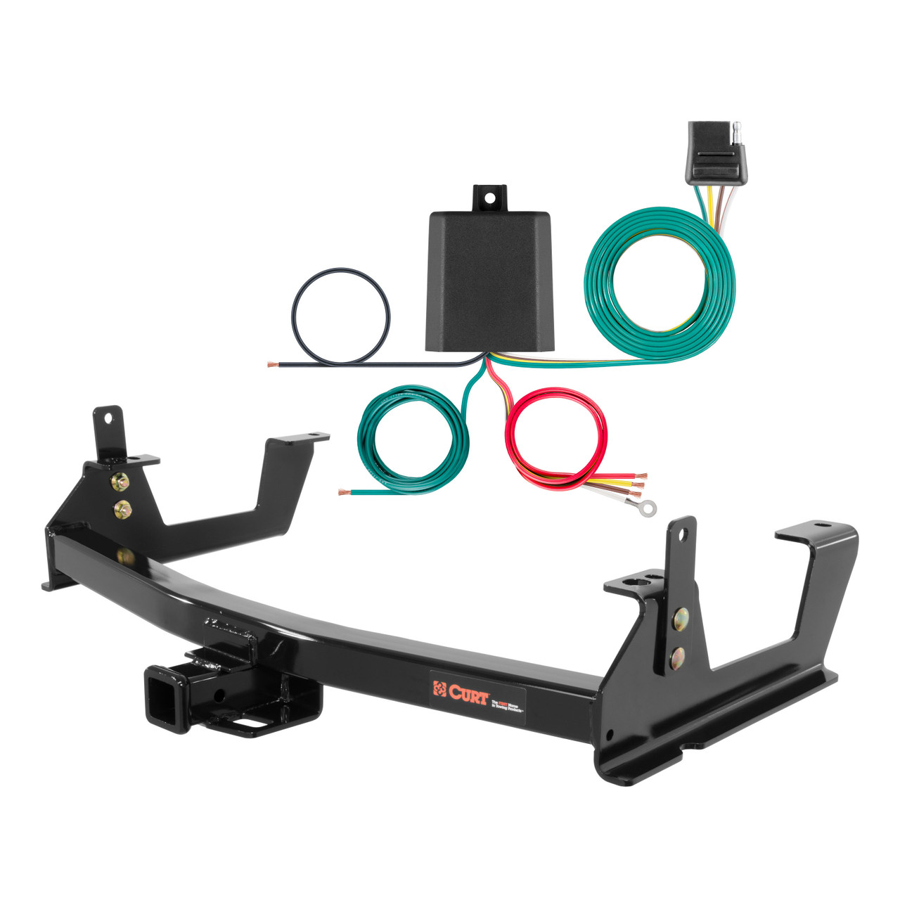15 - 19 Chevrolet Silverado 2500 HD 8' bed, excluding factory receiver, Tommy Gate lift or cab & chassis Curt 2", Class 4 Trailer Tow Hitch + 4-flat Wiring Kit 14010