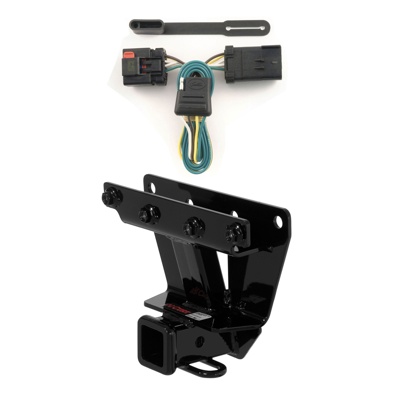 05 - 10 Jeep Grand Cherokee Excluding SRT8 Curt 2", Class 3 Trailer Tow Hitch + 4-flat Wiring Kit 13251
