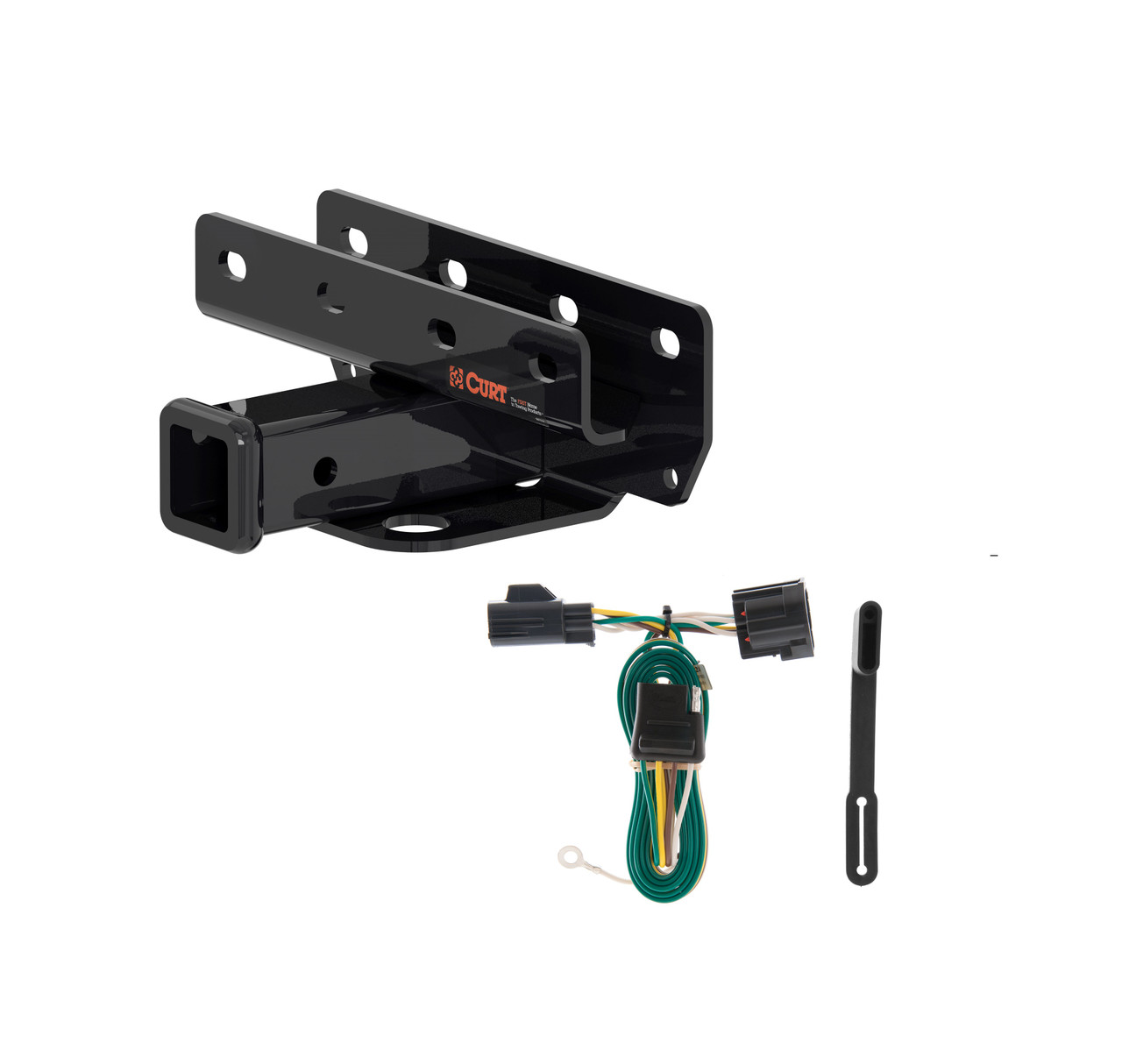 07 - 18 Jeep Wrangler JK Curt 2", Class 3 Trailer Tow Hitch + 4-flat Wiring Kit 13392
