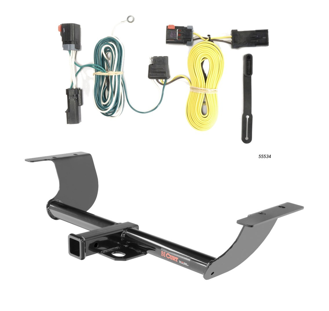 2011 - 2014 Dodge Challenger Excluding Demon, Hellcat and SRT Curt 2", Class 3 Trailer Tow Hitch + 4-flat Wiring Kit 13236