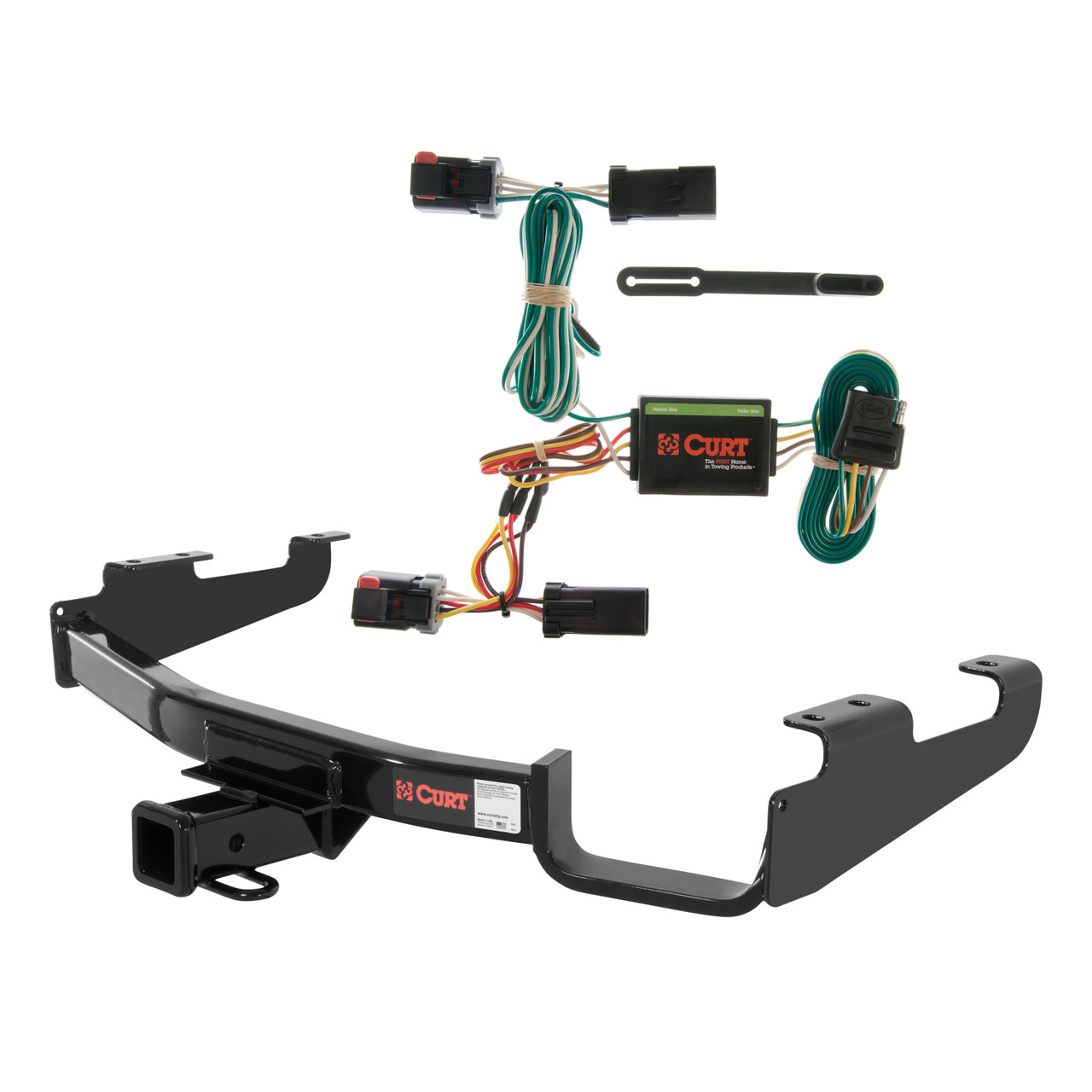96 - 00 Dodge Caravan Excluding Stow 'n Go and Sport Curt 2", Class 3 Trailer Tow Hitch + 4-flat Wiring Kit 13362