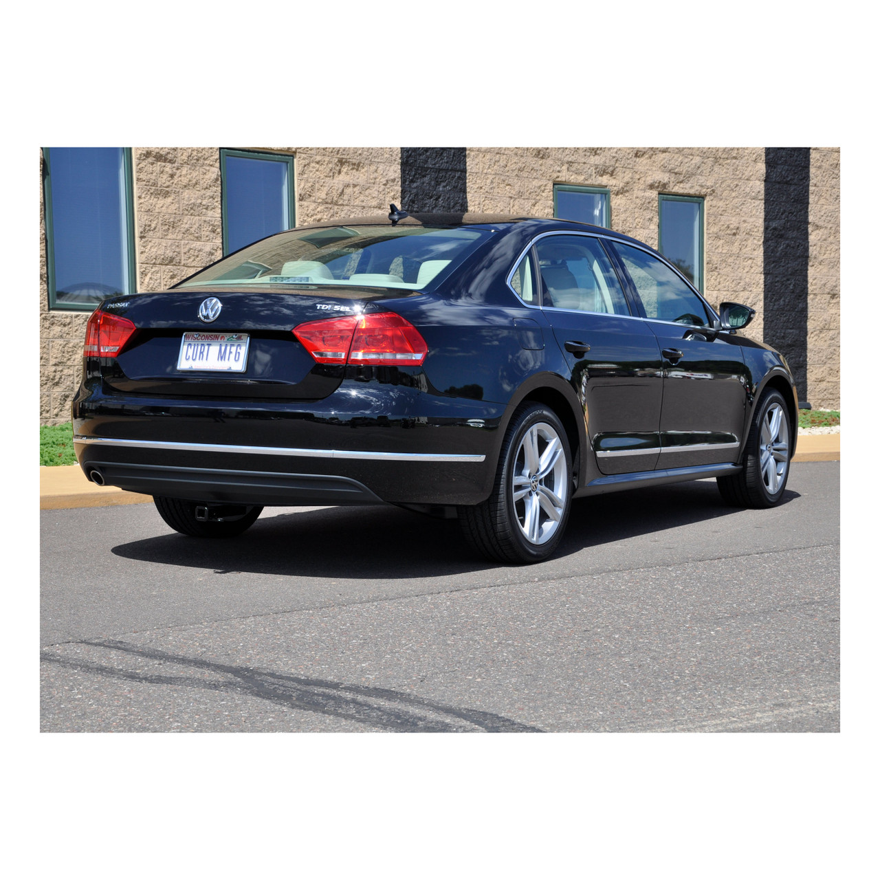 2012 - 2015 Volkswagen Passat Sedan, excluding hands free trunk Curt 1-1/4", Class 1 Trailer Tow Hitch + 4-flat Wiring Kit 11234