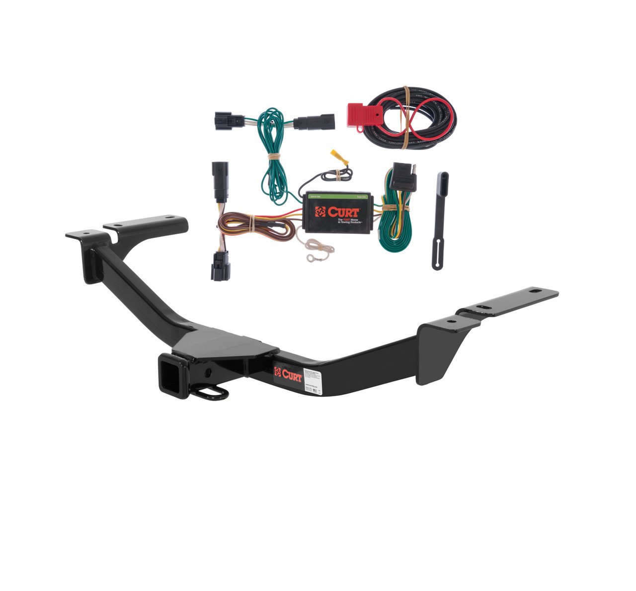 11 - 14 Ford Edge Fits beneath factory 1-1/4" receiver hitch Curt 2", Class 3 Trailer Tow Hitch + 4-flat Wiring Kit 13067