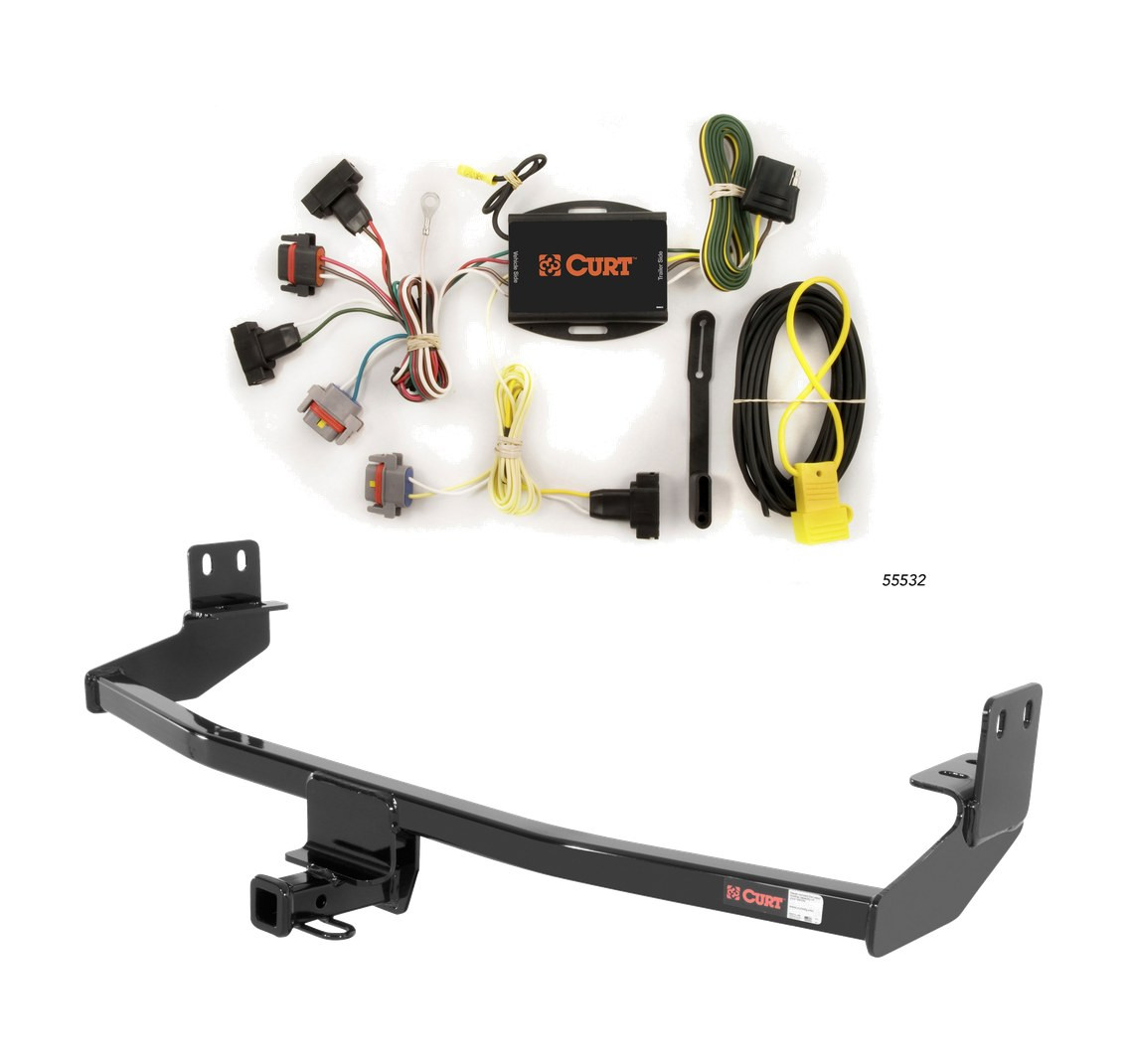2001 - 2010 Chrysler PT Cruiser Curt 1-1/4", Class 1 Trailer Tow Hitch + 4-flat Wiring Kit 11132