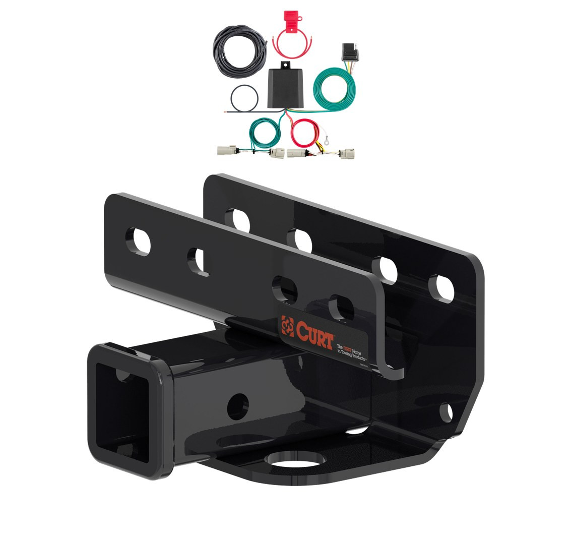 2021 - 2026 Ford Bronco w/o LED Tailights Excluding factory receiver Curt 2", Class 3 Trailer Tow Hitch + 4-flat Wiring Kit 13493