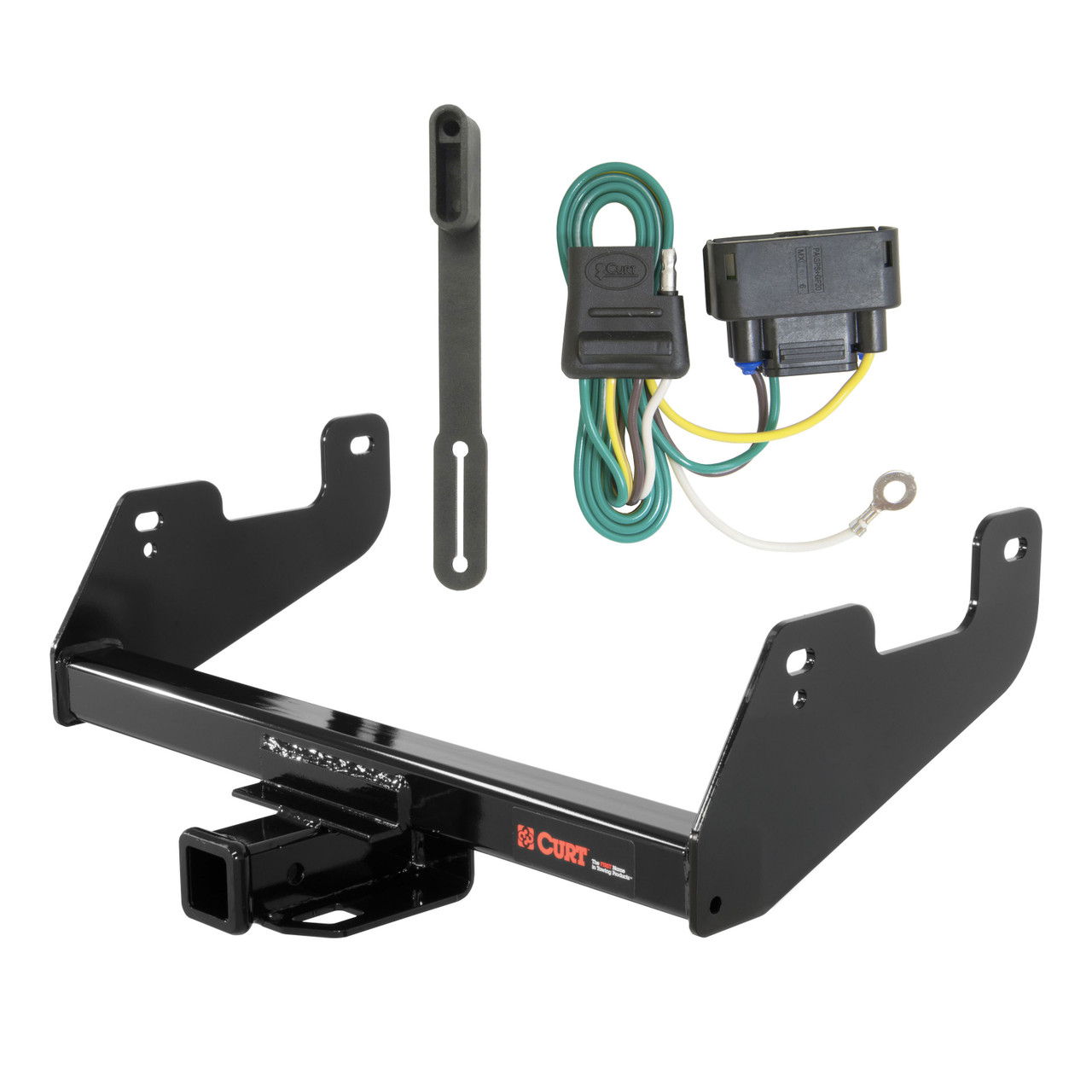 15 - 19 Ford F-150 Excluding factory receiver or Police Responder Curt 2", Class 4 Trailer Tow Hitch + 4-flat Wiring Kit 14017