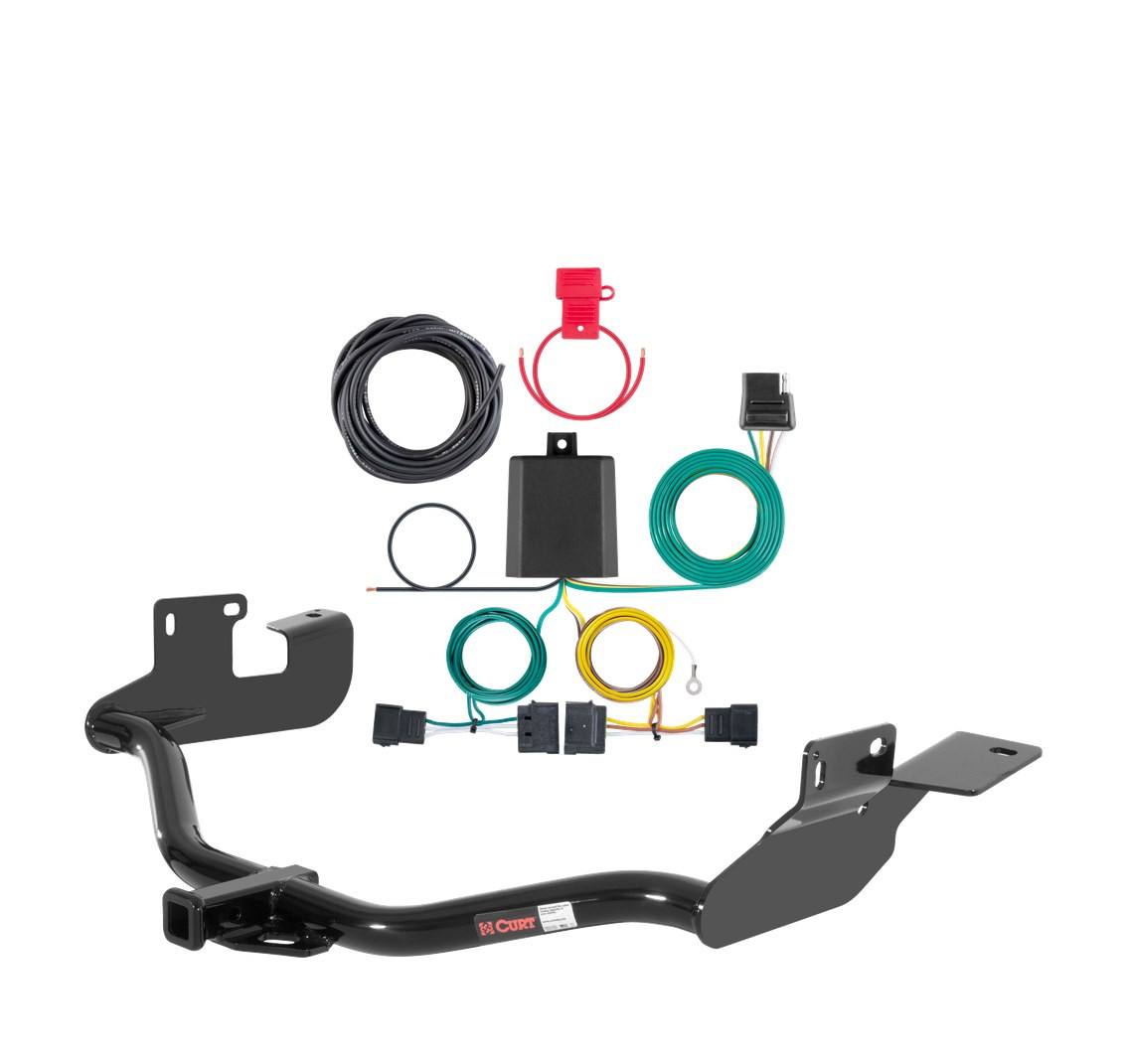 2008 - 2012 Ford Escape Without factory 1-1/4" receiver hitch Curt 1-1/4", Class 2 Trailer Tow Hitch + 4-flat Wiring Kit 12060