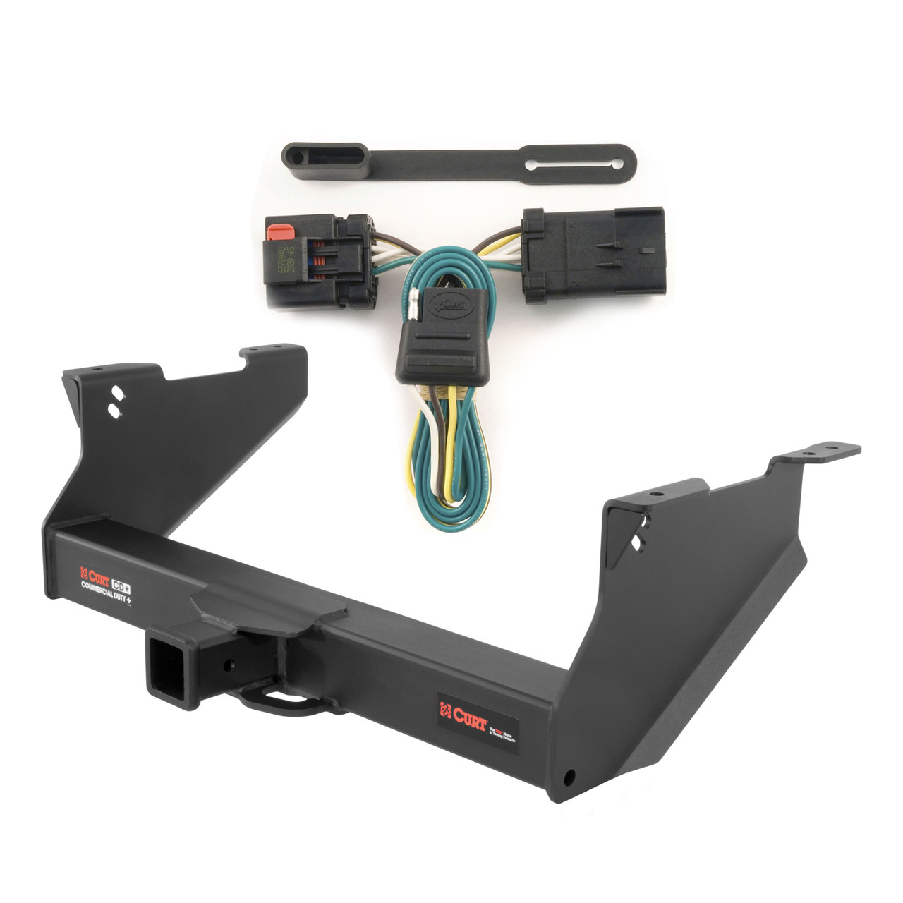 03 - 10 Dodge Ram 2500 With or without factory receiver Curt 2-1/2", Class 5 Trailer Tow Hitch + 4-flat Wiring Kit 15809