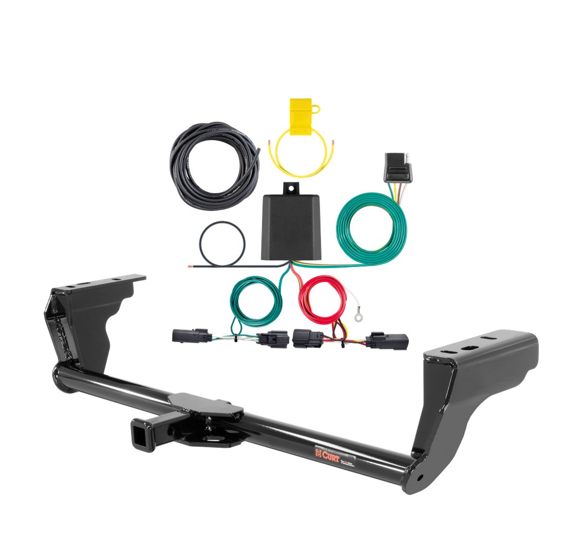 2019 - 2024 Ford Edge SE & SEL only Curt 1-1/4", Class 2 Trailer Tow Hitch + 4-flat Wiring Kit 12140