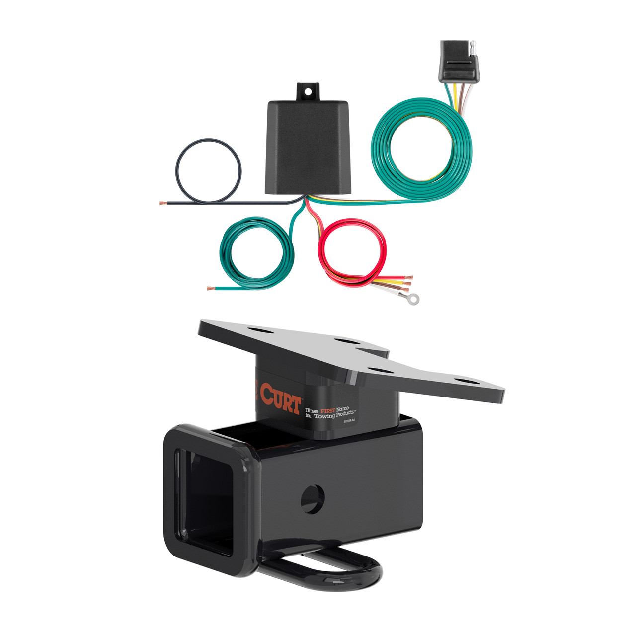 21 - 24 Volkswagen ID.4 With factory receiver Curt 2", Class 3 Trailer Tow Hitch + 4-flat Wiring Kit 13489