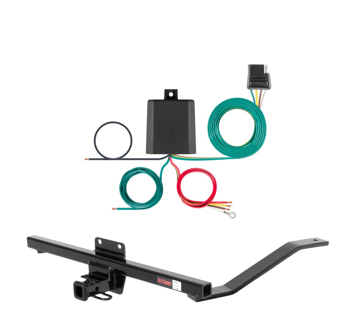 2003 - 2011 Saab 9-3 Convertible, single exhaust Curt 1-1/4", Class 1 Trailer Tow Hitch + 4-flat Wiring Kit 11326