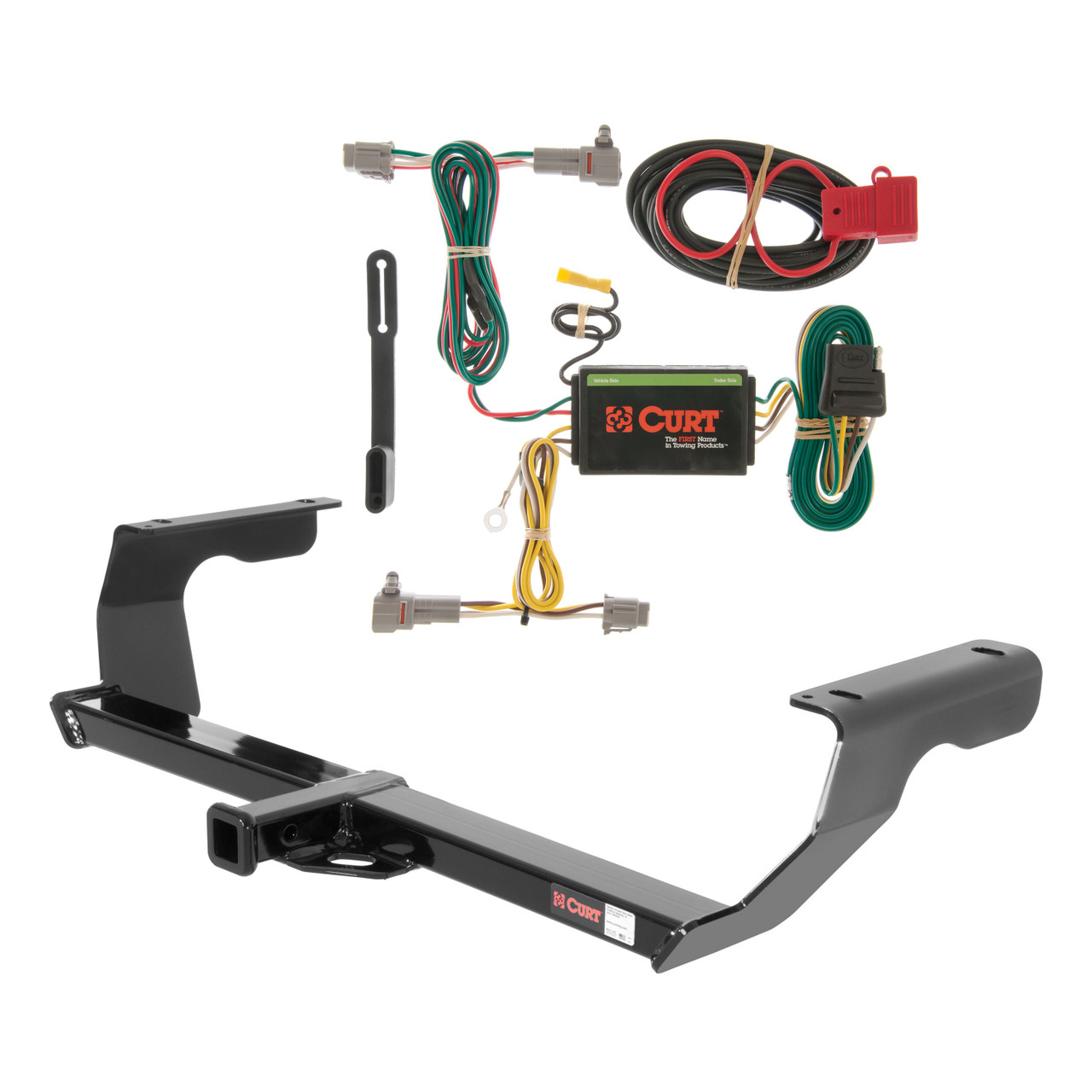 08 - 11 Subaru Impreza Hatchback, single exhaust Curt 1-1/4", Class 1 Trailer Tow Hitch + 4-flat Wiring Kit 11315