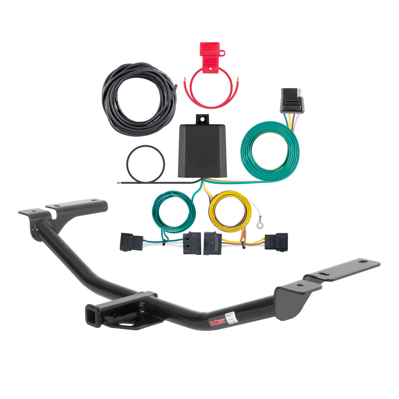 07 - 10 Lincoln MKX Fits beneath factory 1-1/4" receiver Curt 1-1/4", Class 2 Trailer Tow Hitch + 4-flat Wiring Kit 12036