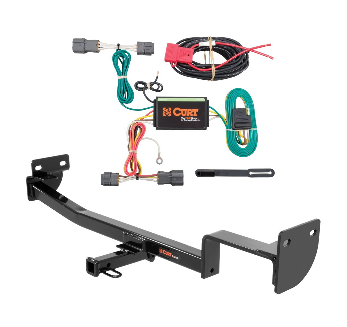 2014 - 2019 Kia Soul w/ LED taillights Curt 1-1/4", Class 1 Trailer Tow Hitch + 4-flat Wiring Kit 11419