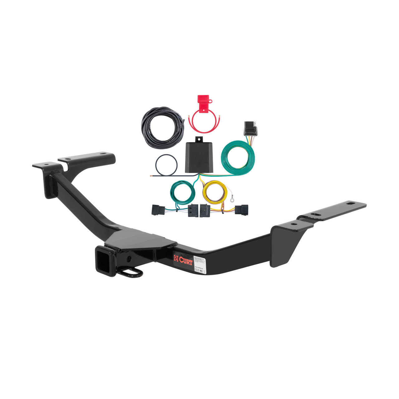 07 - 10 Lincoln MKX Fits beneath factory 1-1/4" receiver Curt 2", Class 3 Trailer Tow Hitch + 4-flat Wiring Kit 13067