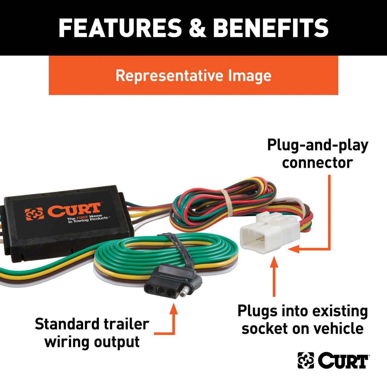 14 - 19 Subaru Outback Wagon Curt 1-1/4", Class 2 Trailer Tow Hitch + 4-flat Wiring Kit 12136