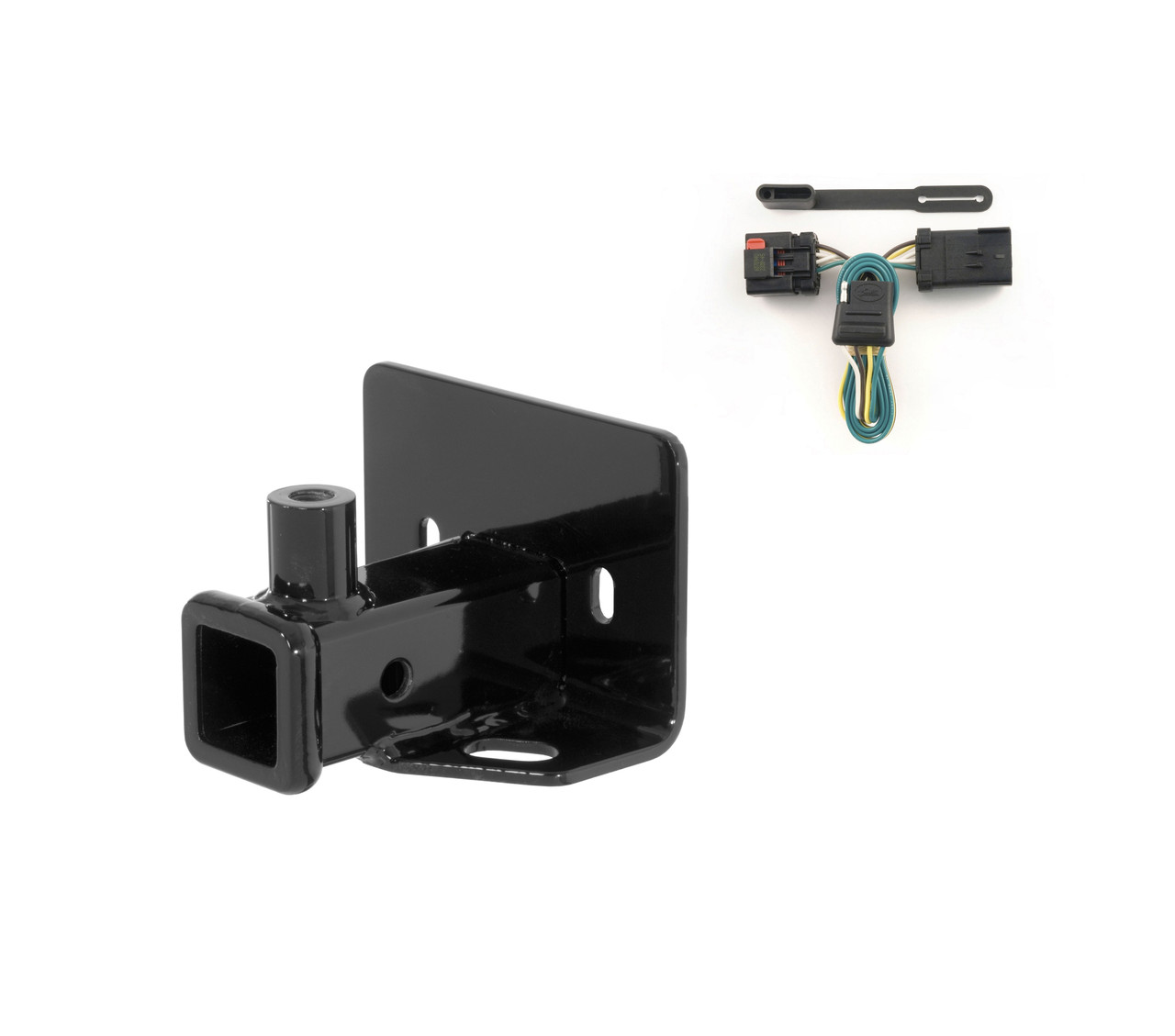 06 - 09 Mitsubishi Raider Curt 2", Class 3 Trailer Tow Hitch + 4-flat Wiring Kit 13229