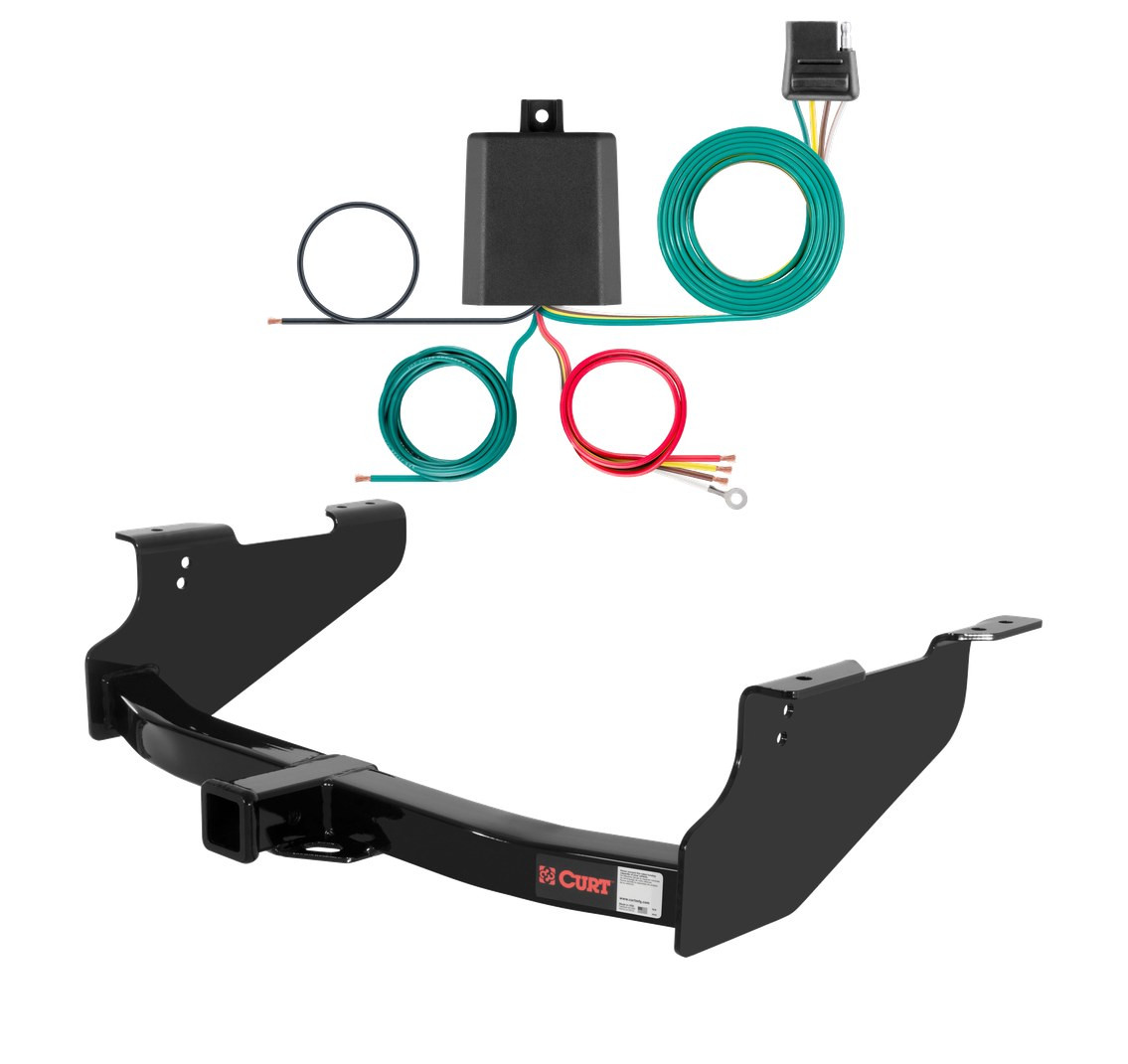 2011 - 2024 RAM 2500 8' bed, excluding factory receiver Curt 2", Class 3 Trailer Tow Hitch + 4-flat Wiring Kit 13361