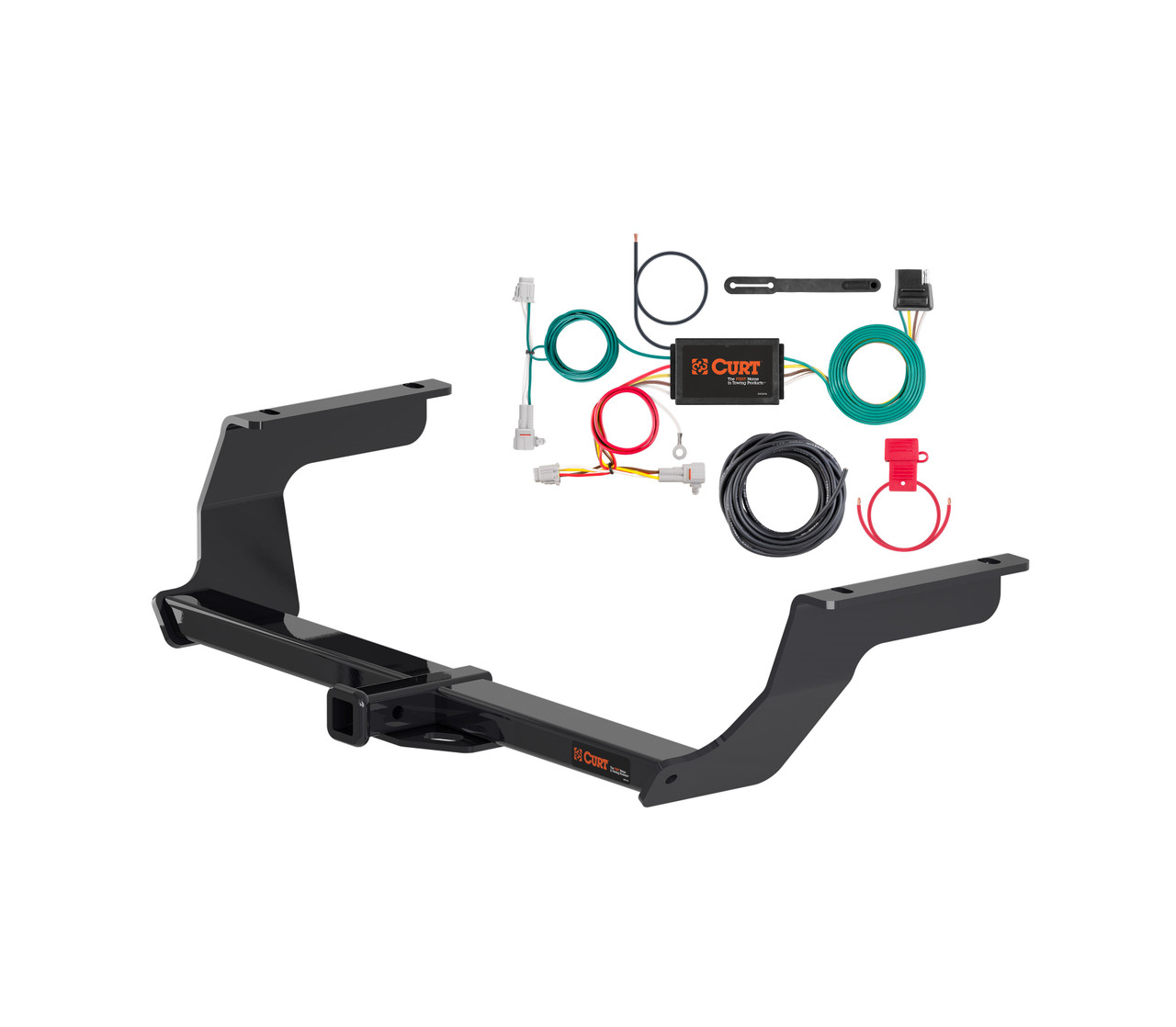 17 - 23 Subaru Impreza Hatchback, single exhaust Curt 1-1/4", Class 1 Trailer Tow Hitch + 4-flat Wiring Kit 11465