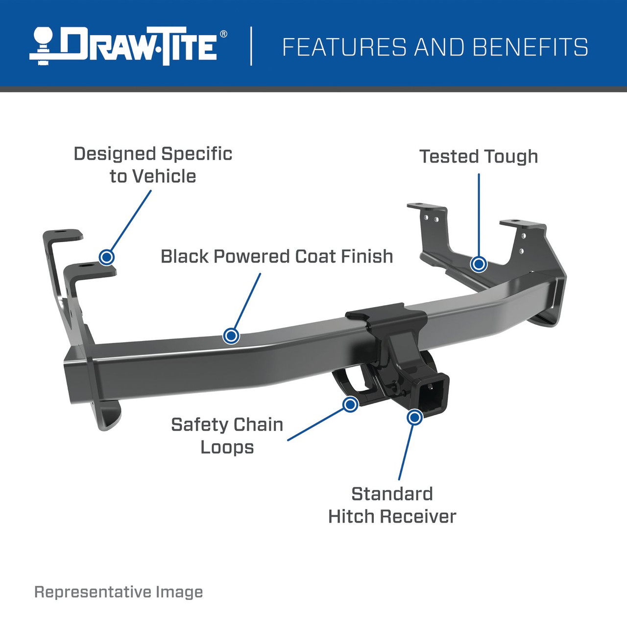 Draw-tite Class 4 Trailer Hitch, 2" Square Receiver, Black for Select Chevrolet Silverado 1500, GMC Sierra 1500 41553