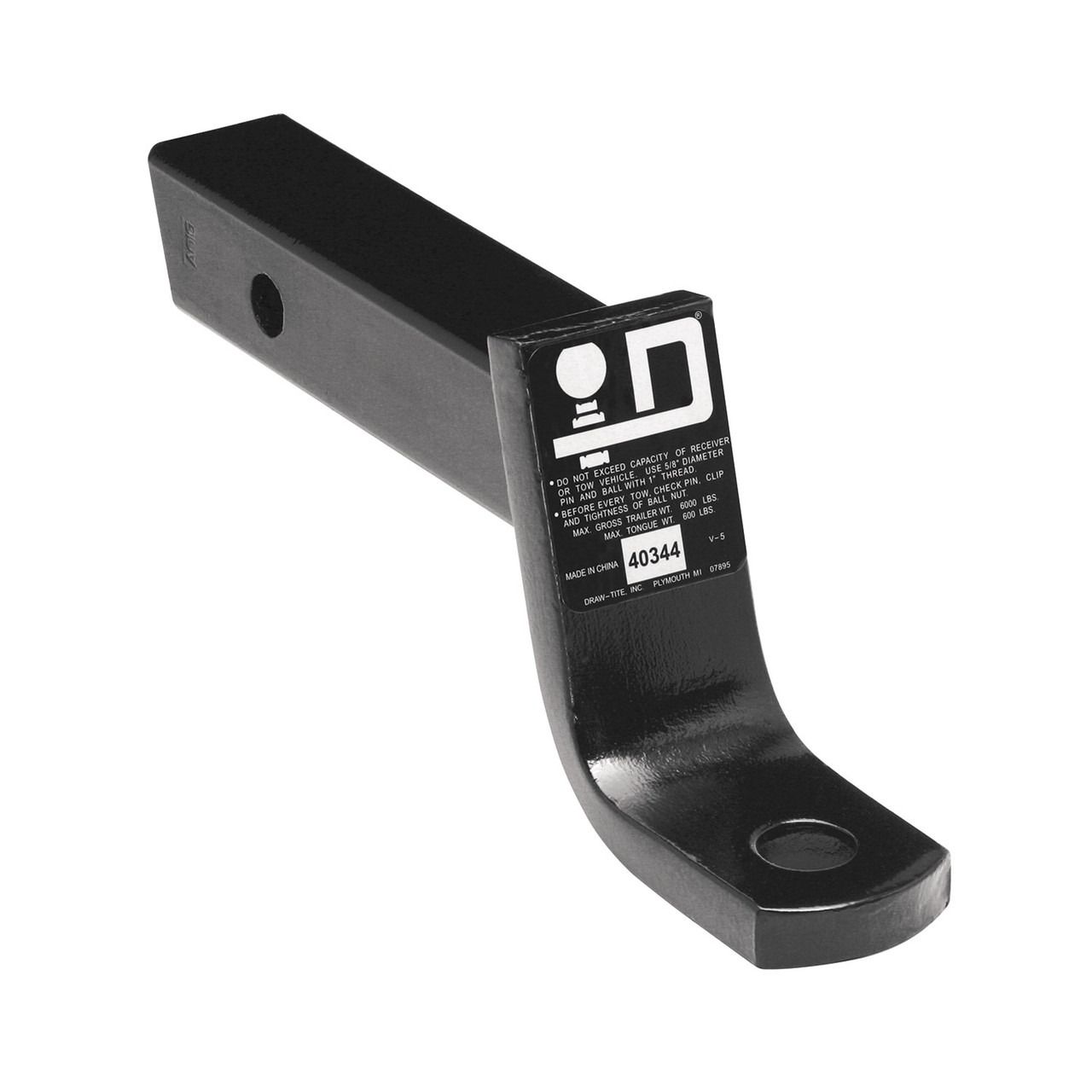 Draw-Tite Trailer Hitch Ball Mount, Fits 2 Inch Square Receiver, 4 Inch Drop, 2.75 Inch Rise, 7,500 lbss. Capacity, Black