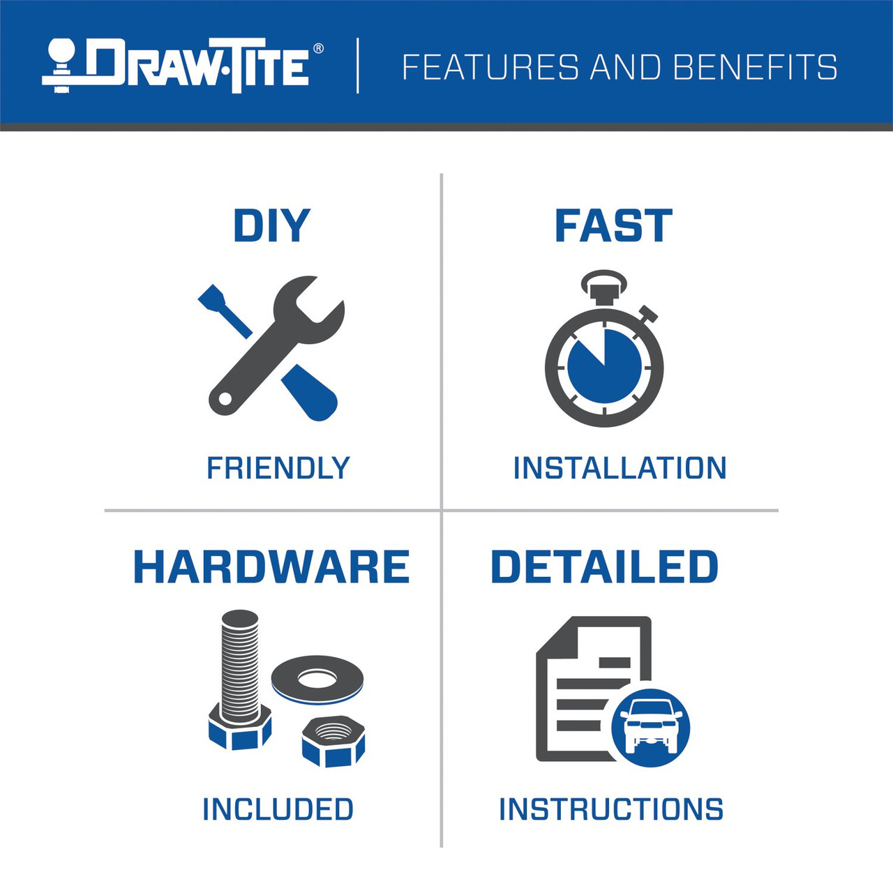 Draw-tite Titan Class 5 Trailer Hitch, 2-1/2 Inch Square Receiver for Select Dodge Ram 2500, Dodge Ram 3500, RAM 2500, RAM 3500 45509