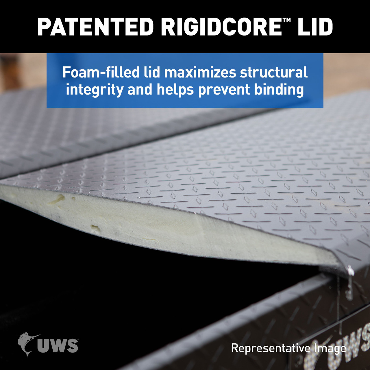 UWS Gloss Black Aluminum 36" Truck Side Tool Box with Low Profile, Space-Saving Legs EC30362-MK2