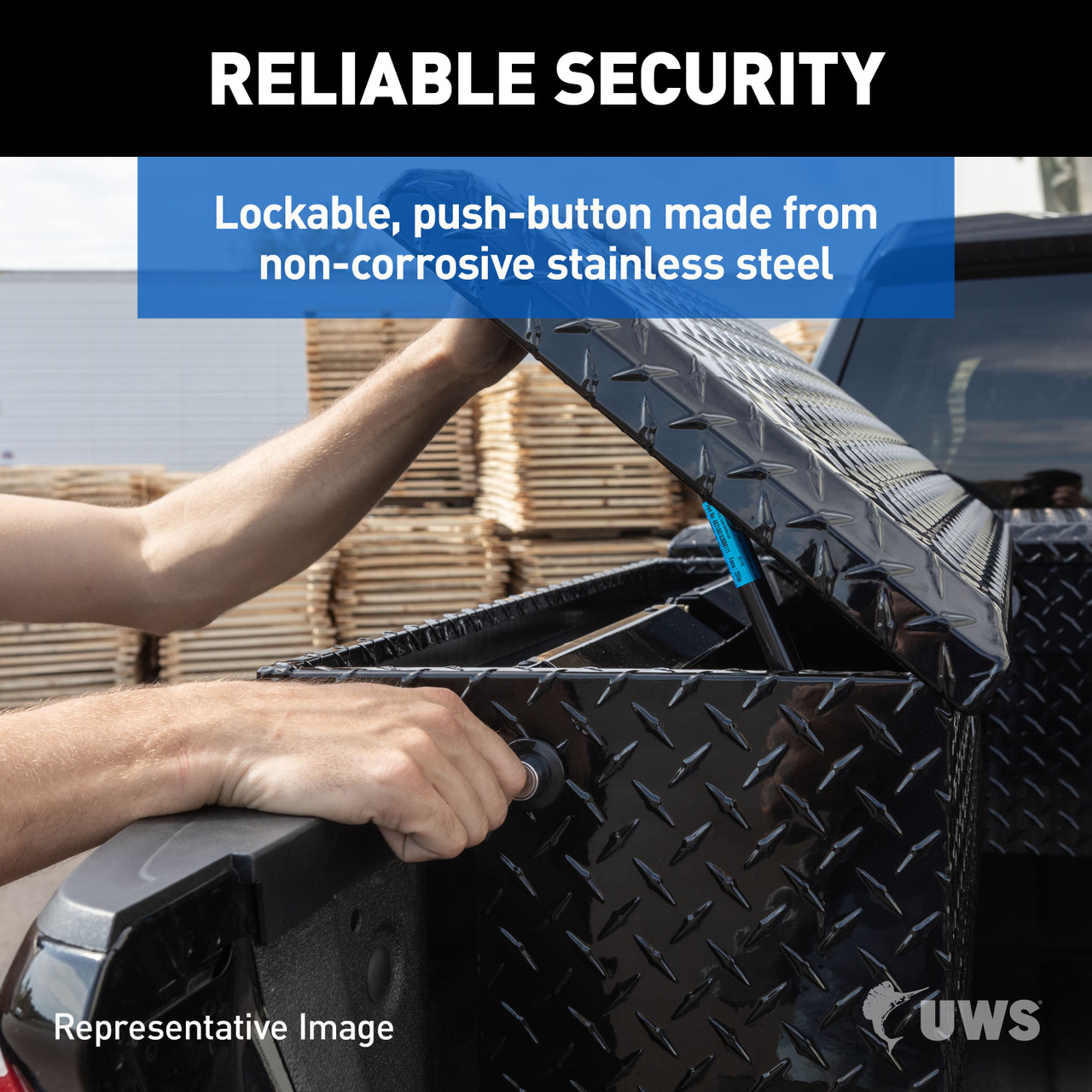 UWS Bright Aluminum 48" Truck Side Tool Box with Low Profile, Space-Saving Legs EC30201-MK2