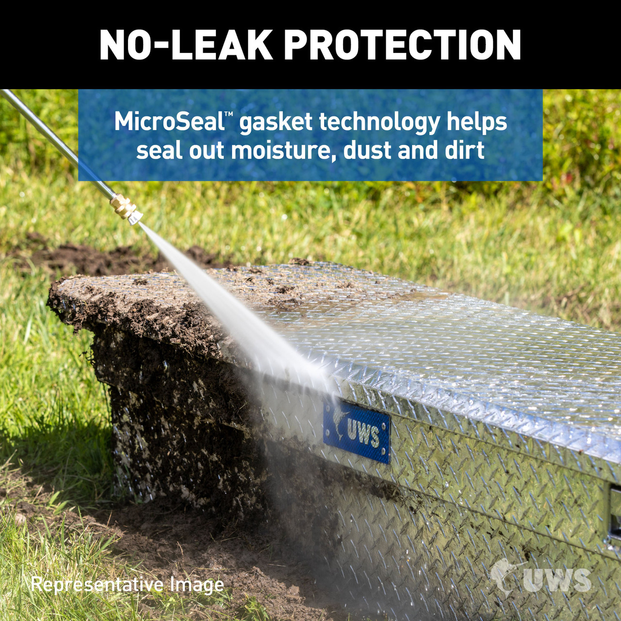 UWS Bright Aluminum 48" Truck Side Tool Box with Low Profile, Space-Saving Legs EC30201-MK2