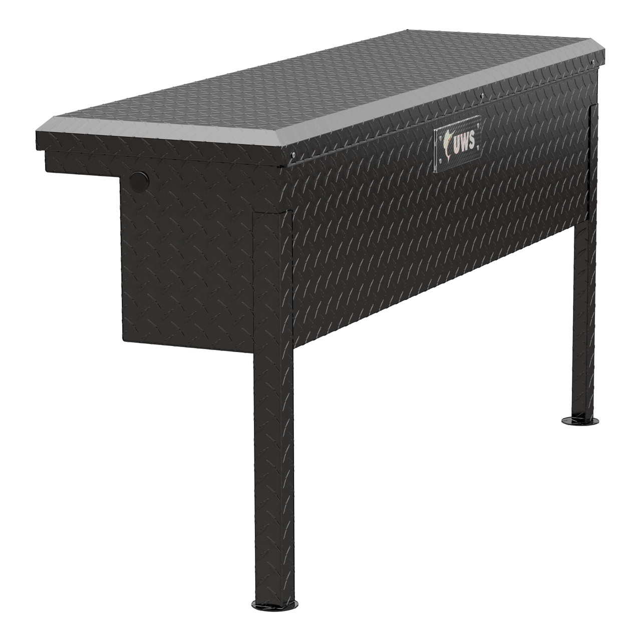 UWS Gloss Black Aluminum 48" Truck Side Tool Box, Low Profile TBSM-48-LP-BLK