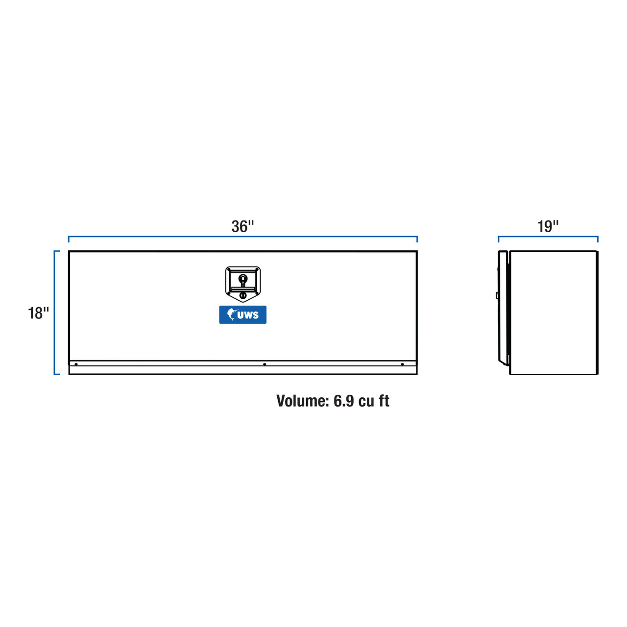 UWS Gloss Black Aluminum 36" Single-Door Underbody Tool Box (Heavy Packaging) EC40092