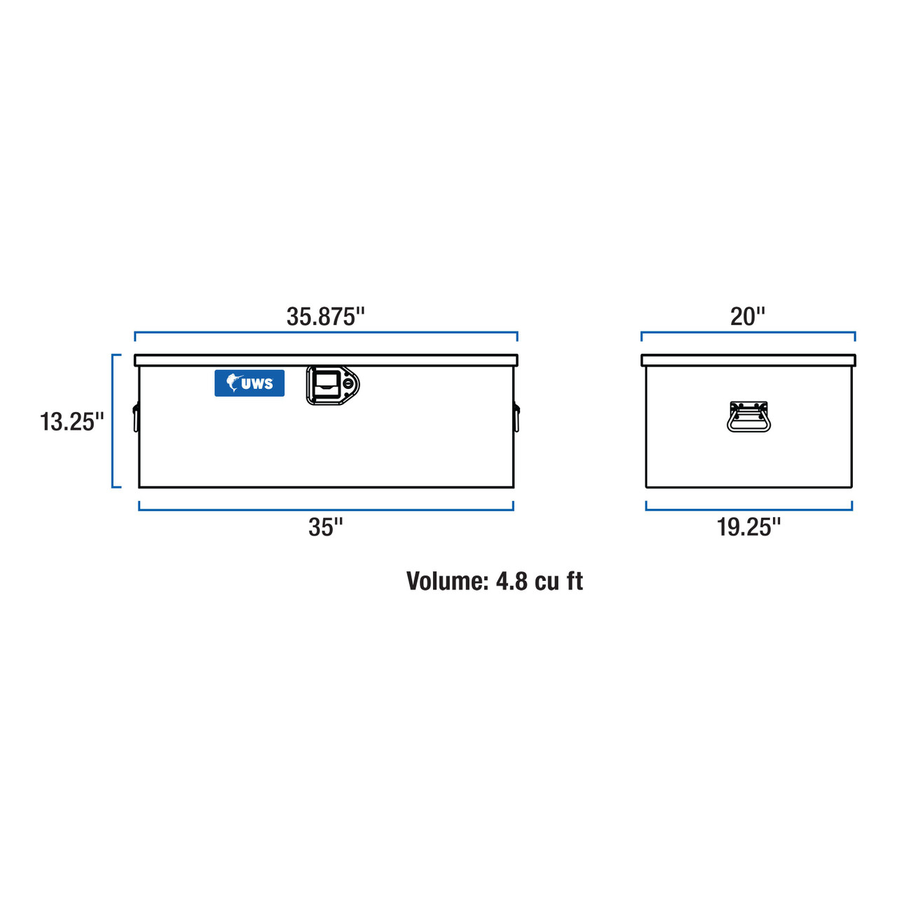 UWS Bright Aluminum 36" Foot Locker FOOT-LOCKER