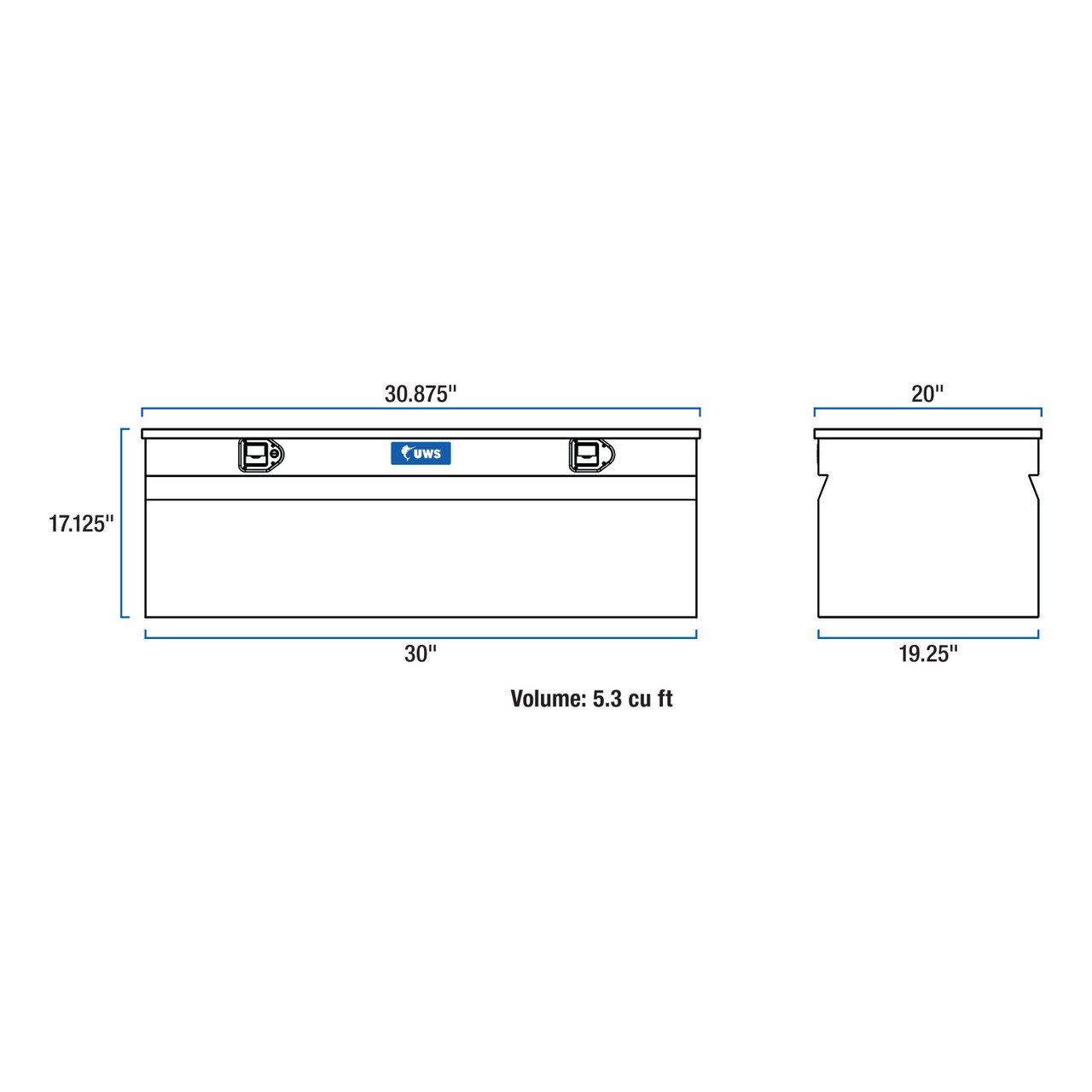 UWS Bright Aluminum 30" Utility Chest Box TBC-30 UWS Bright Aluminum 30" Utility Chest Box TBC-30