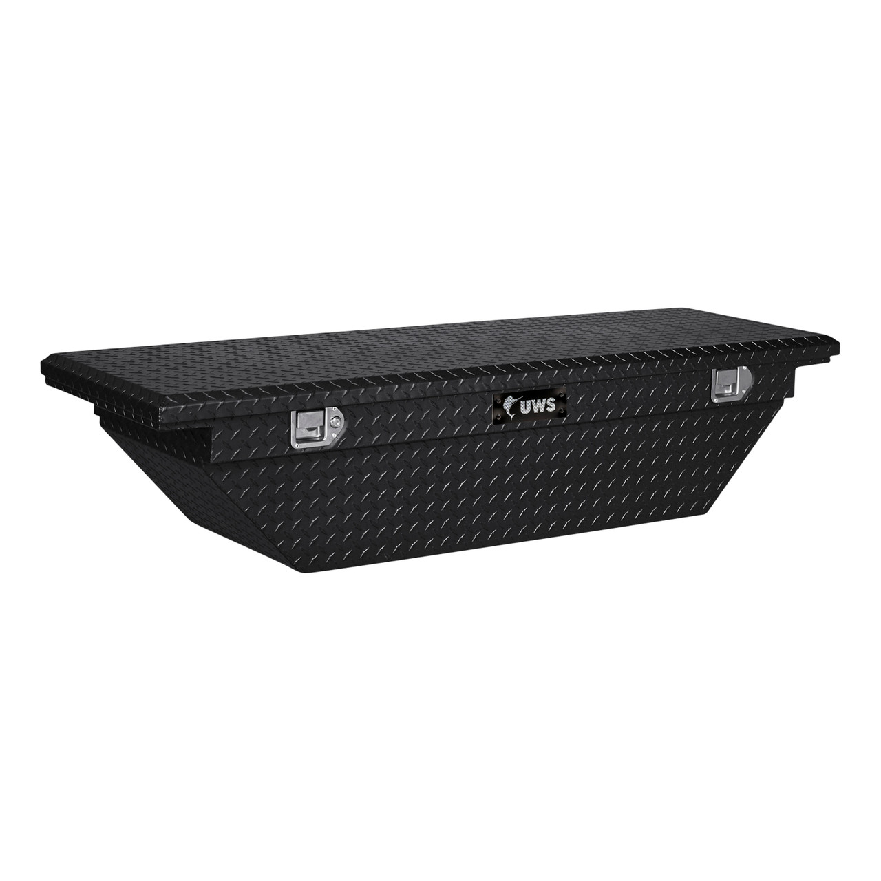 UWS Gloss Black Aluminum 69" Angled Truck Tool Box, Low Profile TBS-69-A-LP-BLK UWS Gloss Black Aluminum 69" Angled Truck Tool Box, Low Profile TBS-69-A-LP-BLK