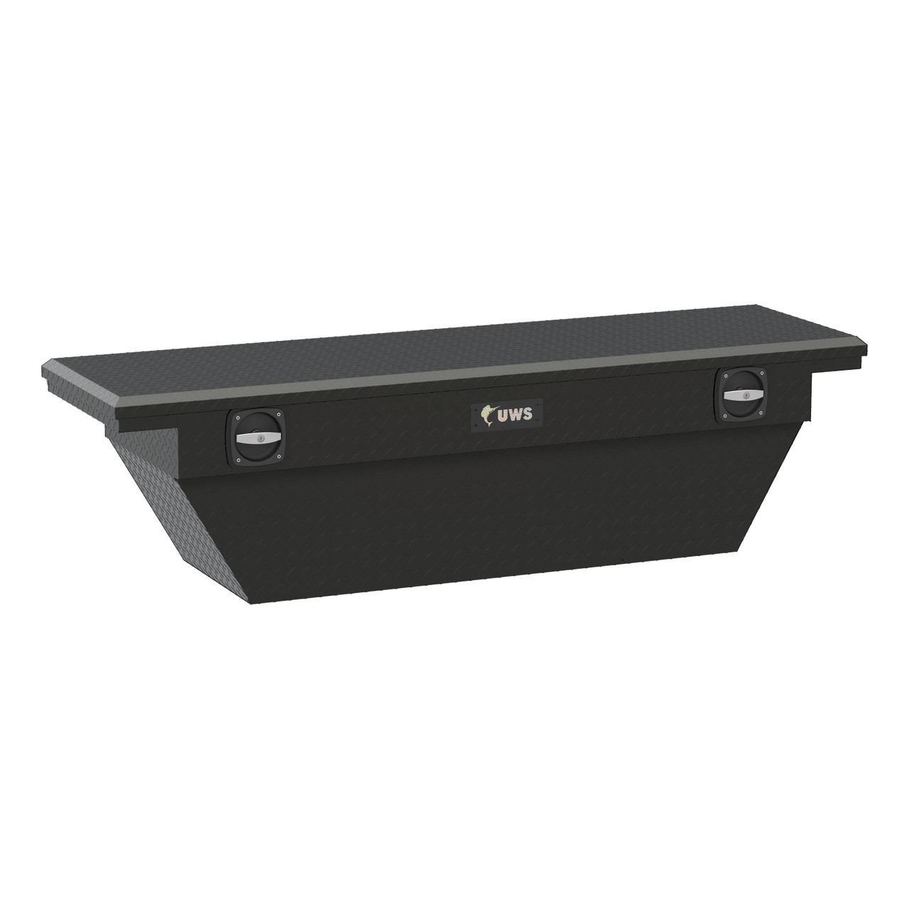 UWS Matte Black Aluminum 69" Deep Angled Secure Lock Truck Tool Box with Low Profile SLD-69-A-LP-MB