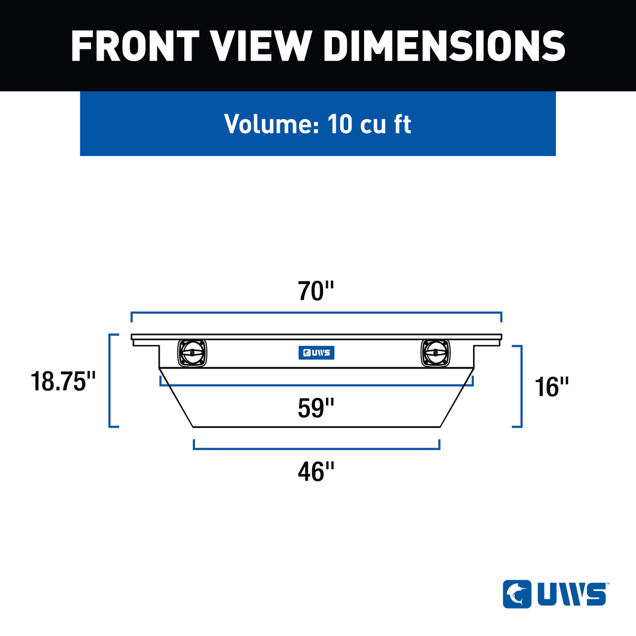 UWS Matte Black Aluminum 69" Deep Angled Secure Lock Truck Tool Box with Low Profile SLD-69-A-LP-MB