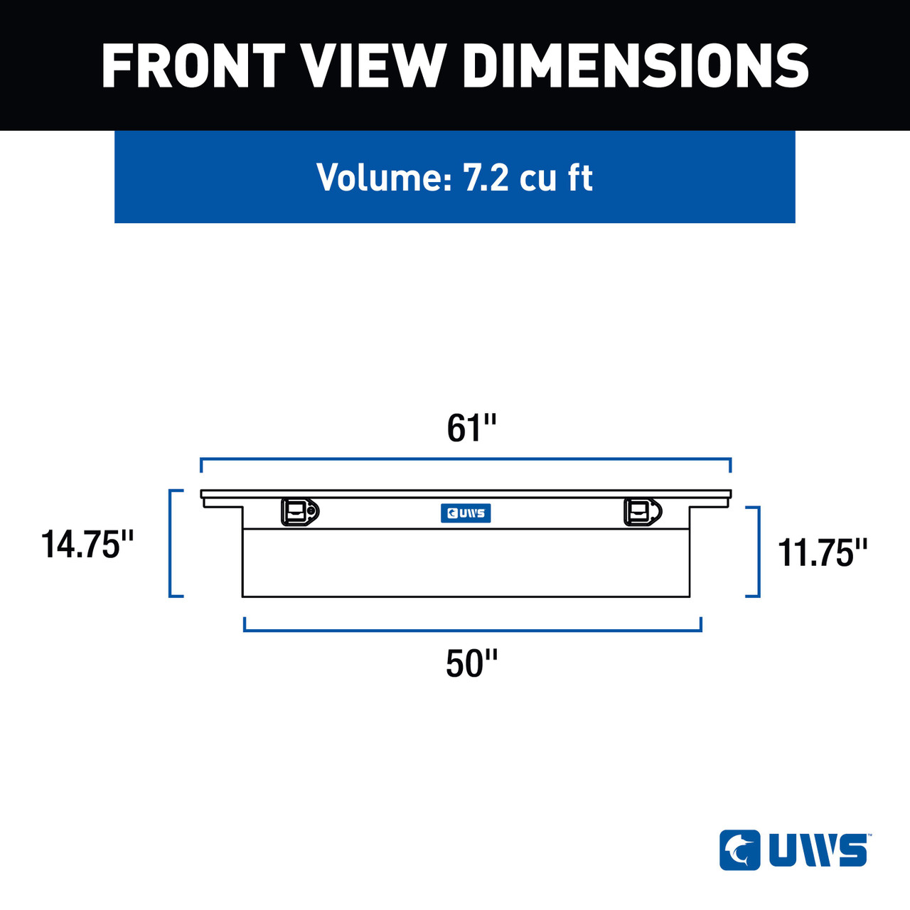 UWS Bright Aluminum 60" Crossover Truck Tool Box, Low Profile TBS-60-LP