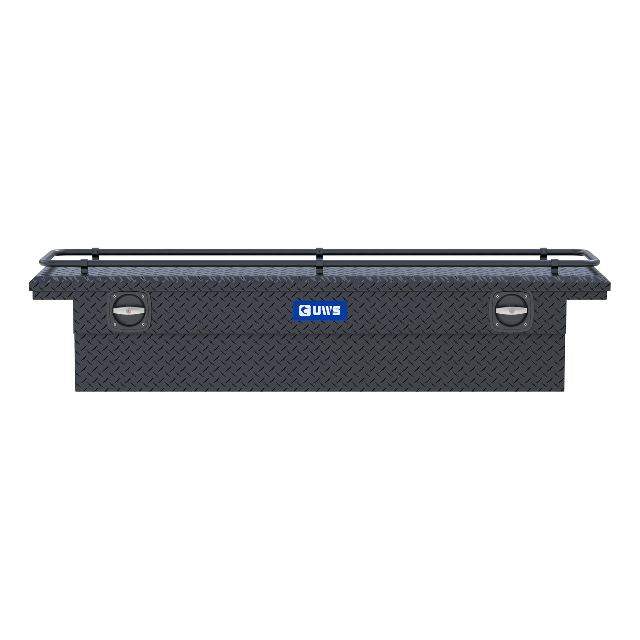 UWS Matte Black Aluminum 72" Secure Lock Crossover Truck Tool Box, Low Profile, Rail SL-72-LP-MB-R