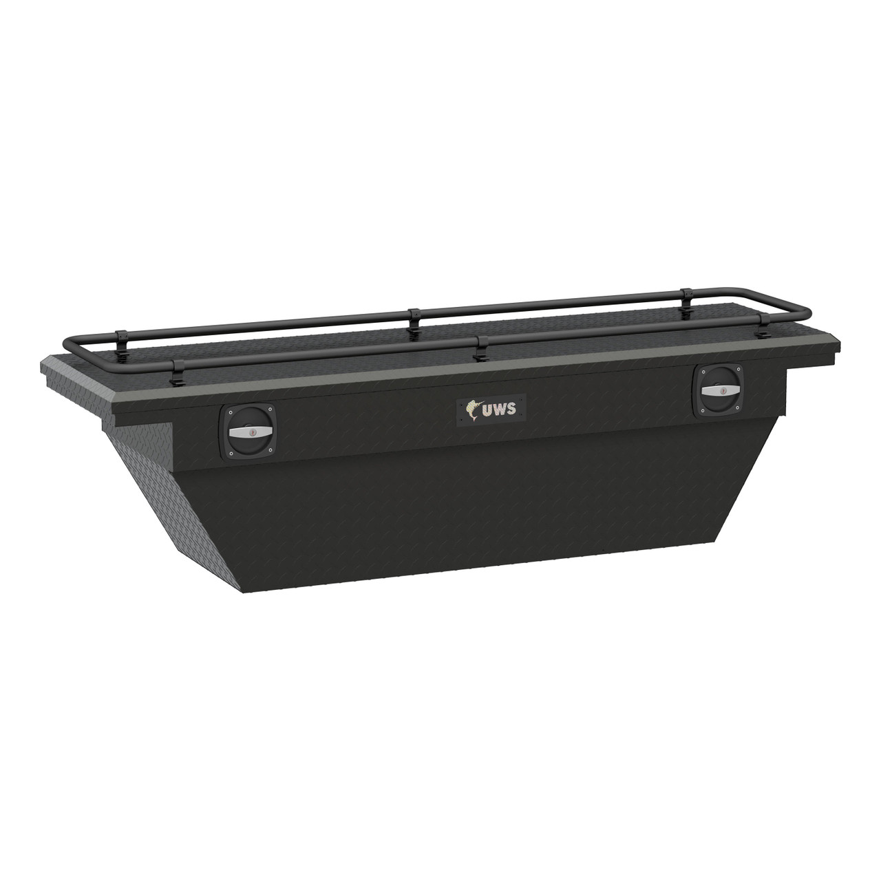 UWS Matte Black Aluminum 69" Deep Angled Secure Lock Tool Box, Low Profile, Rail SLD69-A-LP-MB-R