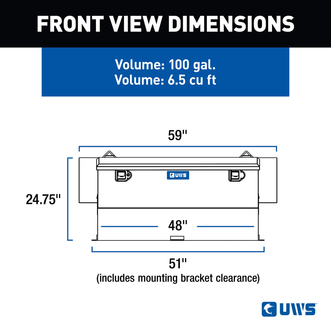 UWS Matte Black Hammerhead-Style 100-Gallon Steel-Aluminum Combo Transfer Tank ST-100HH-CB-MB